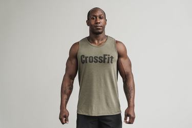 Nobull Crossfit® Men's Tank Tops Green | Australia (HI6402)